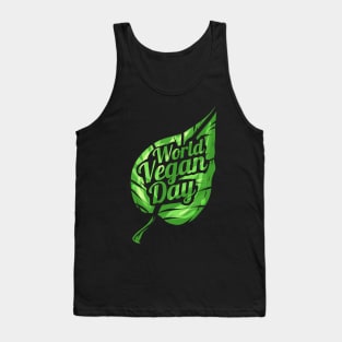 Green Leave Logo For World Vegan Day Tank Top